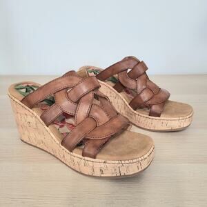 B.O.C. Cora Platform Wedge Sandals Cork Brown Tan Platform Comfort Open Toe 10